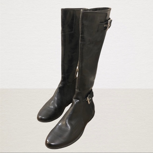 Brand New Geox Waterproof Black Distressed Leather Tall Boots - Picture 4 of 6